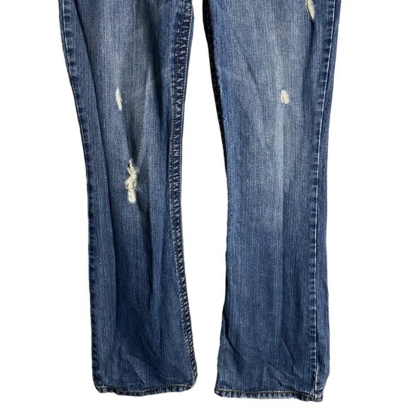 Aeropostale Women's Hailey Medium Indigo Distressed Bootcut Denim Jeans - Picture 3 of 7